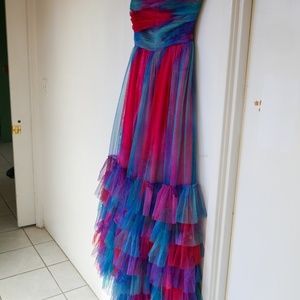 Nasty Gal Tie Dye Tulle Bandeau Maxi Dress